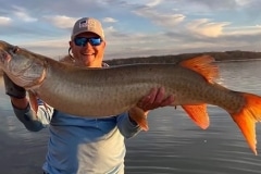 Kerry Rhodes, Mantua, OH, 46-incher (personal best), the first of two muskies on back-to-back casts on West Branch Reservoir, OH.